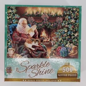 Master Pieces 500 Piece "Christmas Dreams" Glitter Jigsaw Puzzle & Poster - GUC